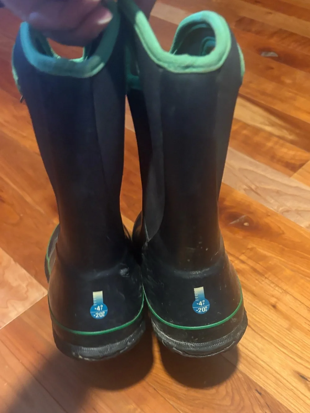BOGS Black and Green Kids Waterproof Winter Snow Boots